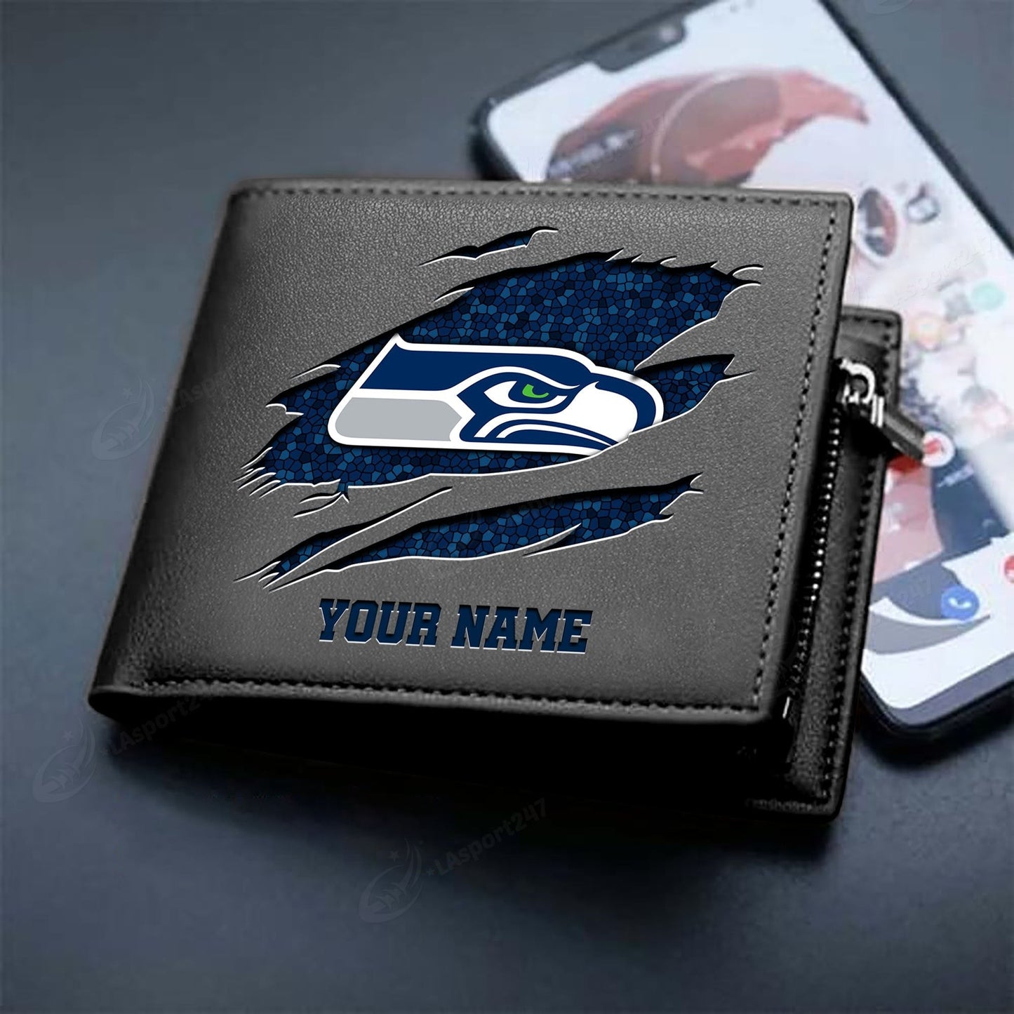 LIMITED EDITION - NEW CUSTOMIZED NFL06 SSH SEATTLE SEAHAWKS LEATHER WALLET