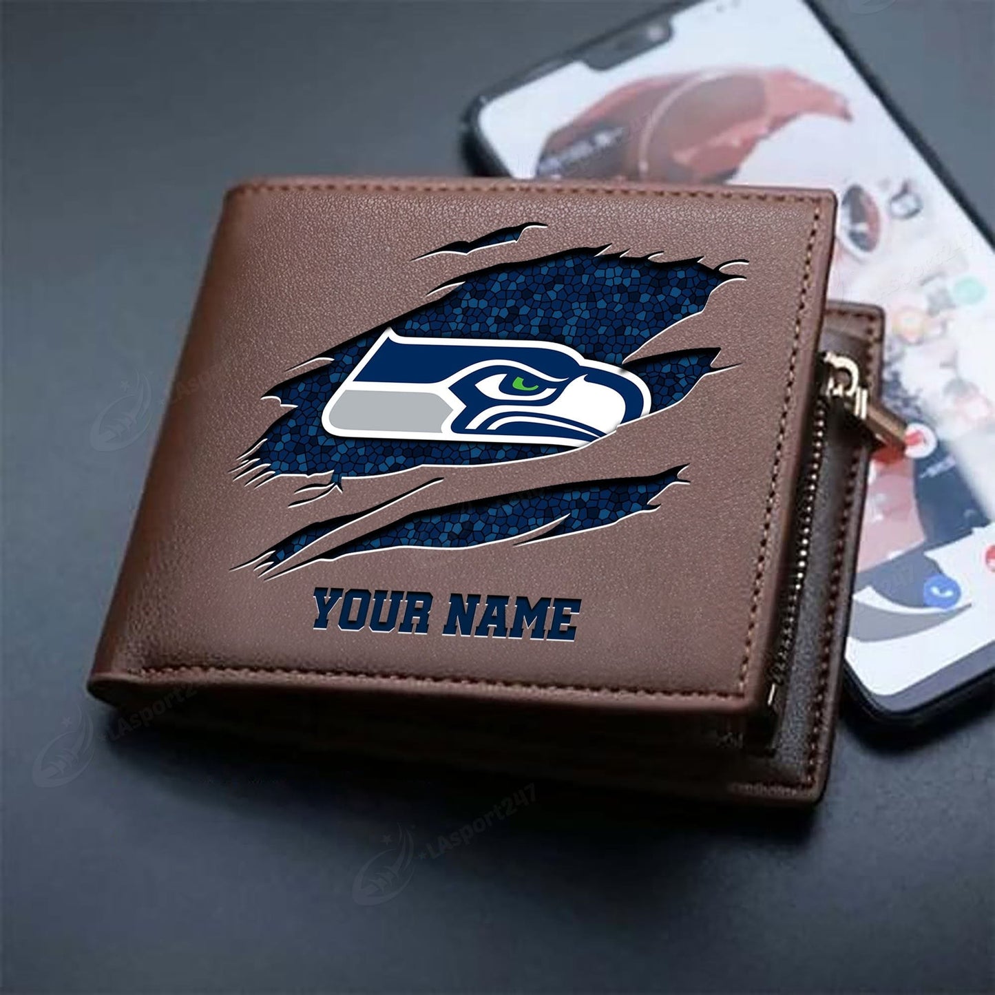 LIMITED EDITION - NEW CUSTOMIZED NFL06 SSH SEATTLE SEAHAWKS LEATHER WALLET