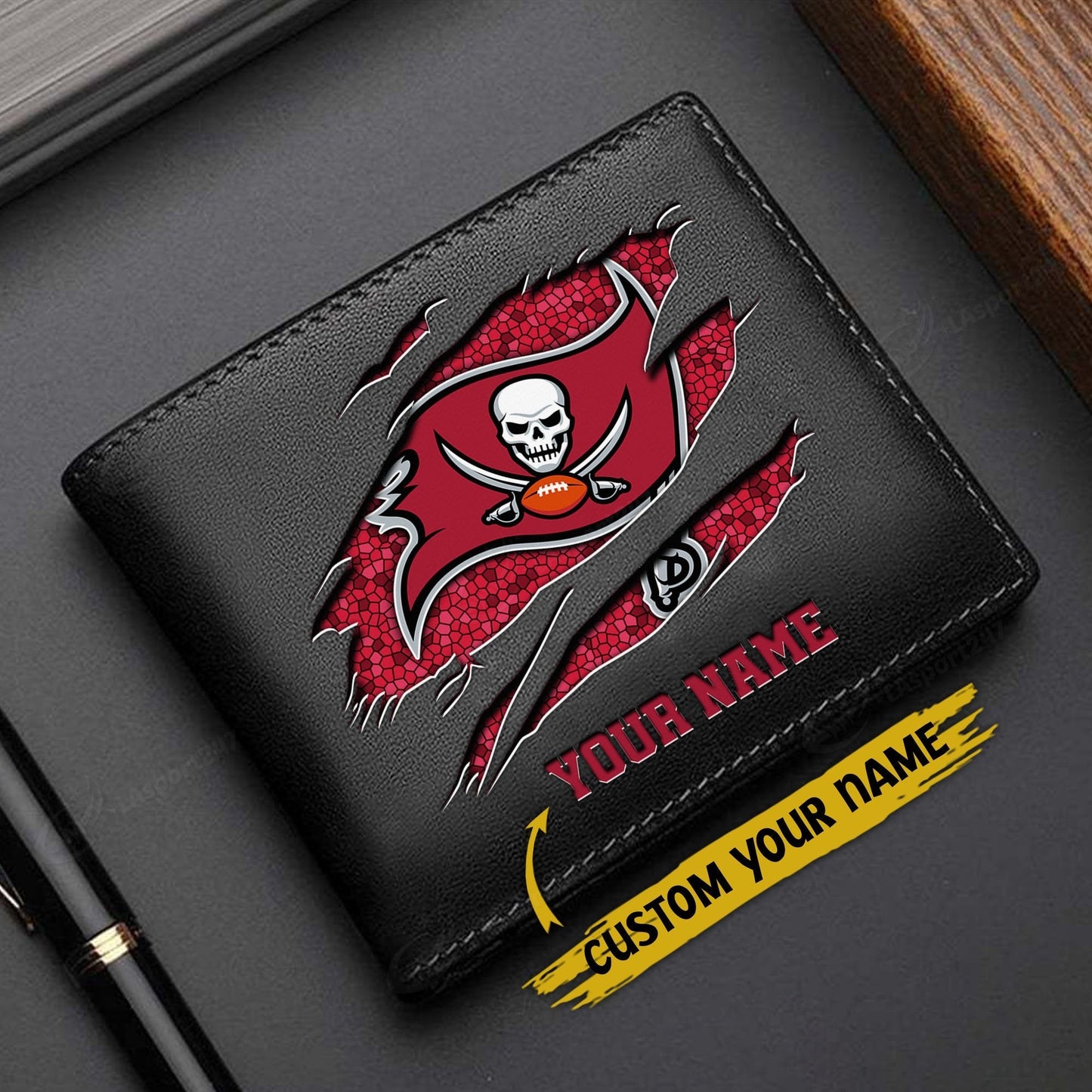 LIMITED EDITION - NEW CUSTOMIZED NFL10 TBB TAMPA BAY BUCCANEERS LEATHER WALLET