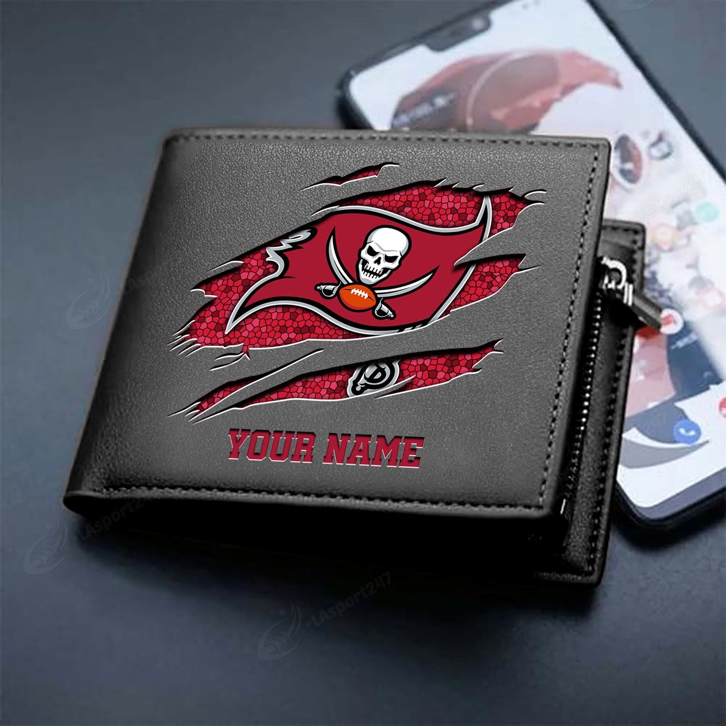LIMITED EDITION - NEW CUSTOMIZED NFL10 TBB TAMPA BAY BUCCANEERS LEATHER WALLET