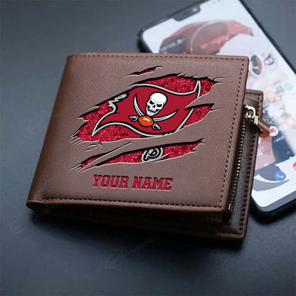 LIMITED EDITION - NEW CUSTOMIZED NFL10 TBB TAMPA BAY BUCCANEERS LEATHER WALLET