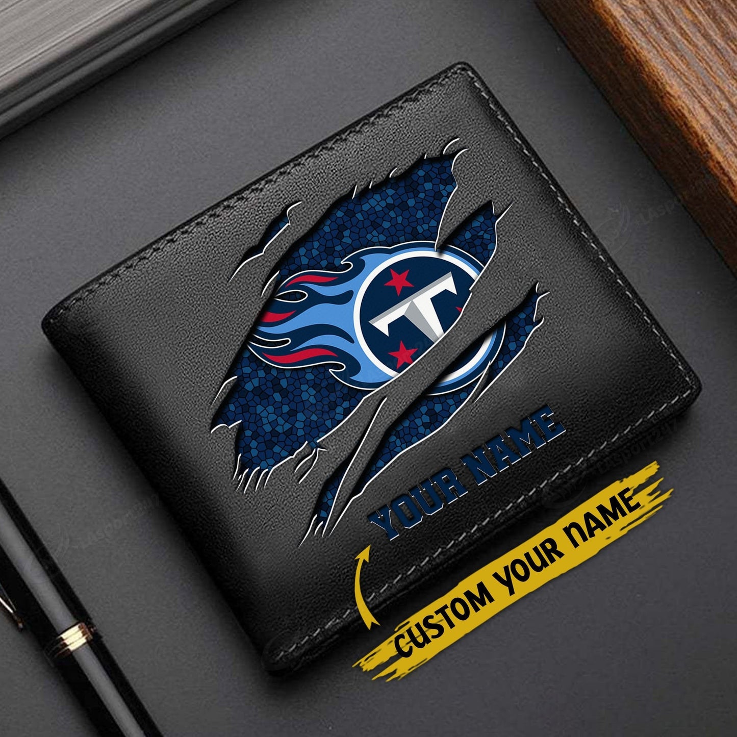 LIMITED EDITION - NEW CUSTOMIZED NFL31 TST TENNESSEE TITANS LEATHER WALLET