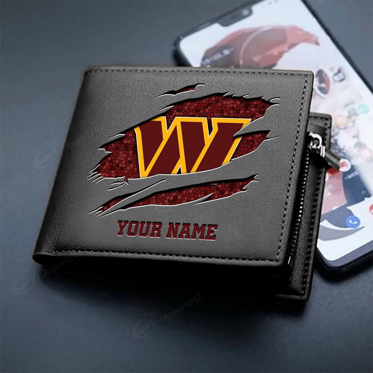 LIMITED EDITION - NEW CUSTOMIZED NFL12 WTC WASHINGTON COMMANDERS LEATHER WALLET