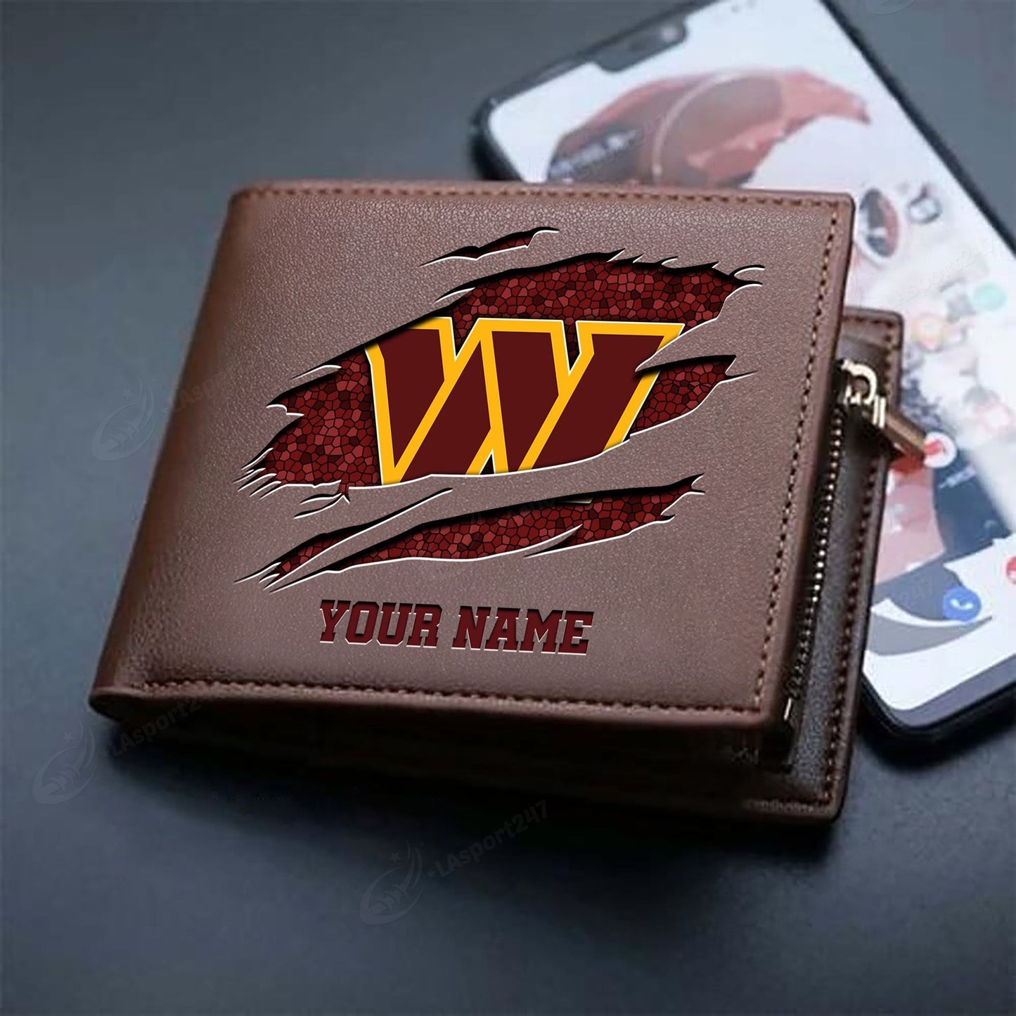 LIMITED EDITION - NEW CUSTOMIZED NFL12 WTC WASHINGTON COMMANDERS LEATHER WALLET