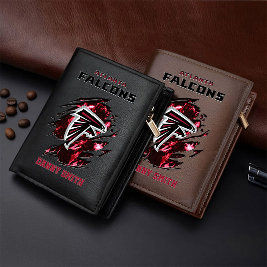 LIMITED EDITION - NEW CUSTOMIZED NFL18 ATF ATLANTA FALCONS LEATHER VERTICAL WALLET