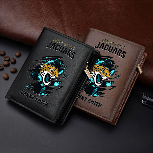 LIMITED EDITION - NEW CUSTOMIZED NFL30 JSJ JACKSONVILLE JAGUARS LEATHER VERTICAL WALLET