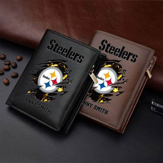 LIMITED EDITION - NEW CUSTOMIZED NFL14 PSB PITTSBURGH STEELERS LEATHER VERTICAL WALLET
