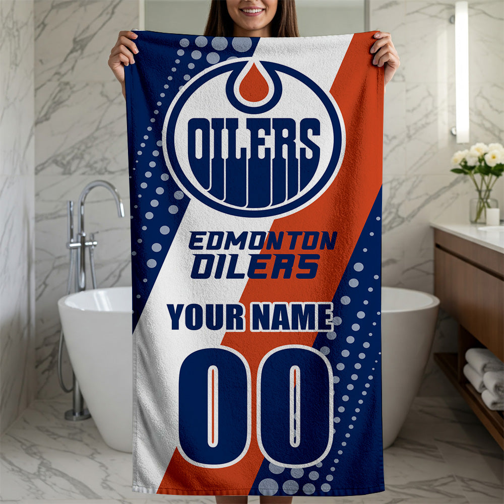 LIMITED EDITION - NEW CUSTOMIZED NHL03 EMO EDMONTON OILERS BEACH & BATH TOWEL