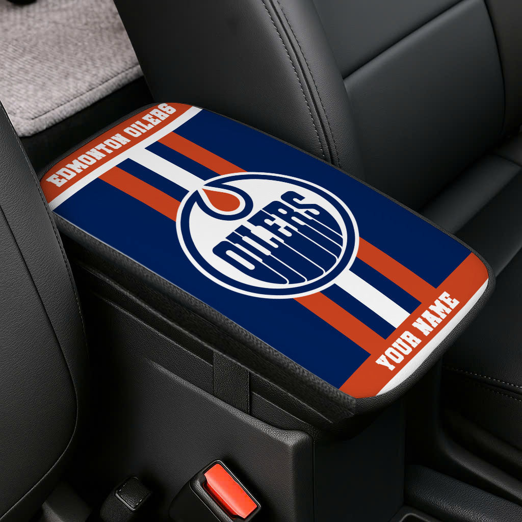 LIMITED EDITION - NEW CUSTOMIZED NHL03 EMO EDMONTON OILERS CAR ARMREST PAD COVER
