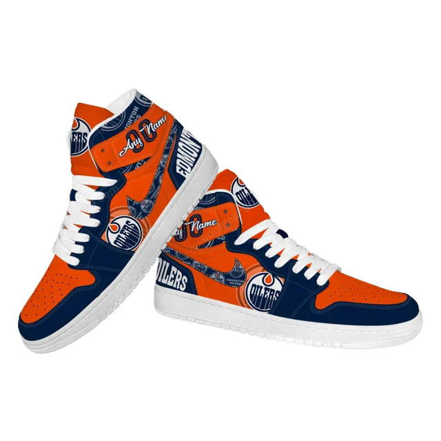LIMITED EDITION - NEW CUSTOMIZED NHL03 ED OILERS AIR JORDAN SNEAKERS