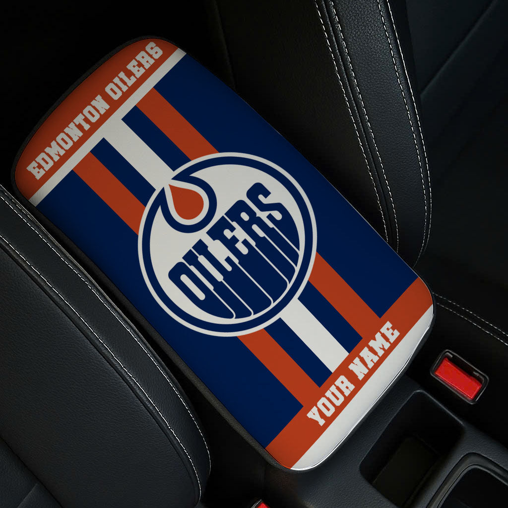 LIMITED EDITION - NEW CUSTOMIZED NHL03 EMO EDMONTON OILERS CAR ARMREST PAD COVER