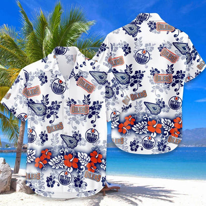 LIMITED EDITION - NEW CUSTOMIZED NHL03 EMO EDMONTON OILERS UNISEX HAWAIIAN SHIRT & SHORTS SET