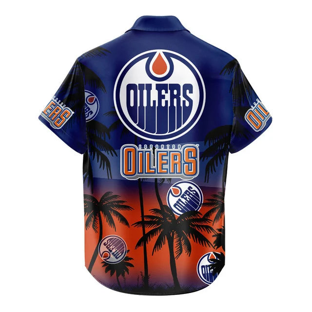 LIMITED EDITION - NEW CUSTOMIZED NHL03 EMO EDMONTON OILERS UNISEX HAWAIIAN SHIRT & SHORTS SET