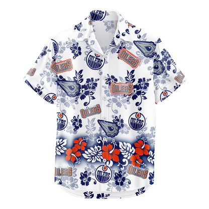 LIMITED EDITION - NEW CUSTOMIZED NHL03 EMO EDMONTON OILERS UNISEX HAWAIIAN SHIRT & SHORTS SET