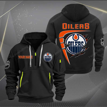 LIMITED EDITION - NEW CUSTOMIZED NHL03 EMO EDMONTON OILERS QUARTER ZIP HOODIE