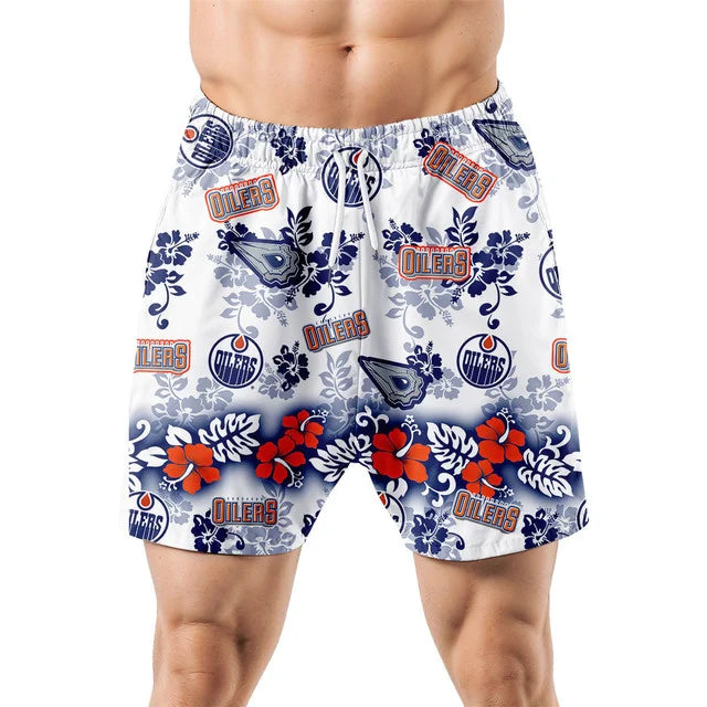 LIMITED EDITION - NEW CUSTOMIZED NHL03 EMO EDMONTON OILERS UNISEX HAWAIIAN SHIRT & SHORTS SET