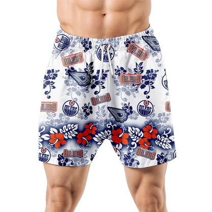 LIMITED EDITION - NEW CUSTOMIZED NHL03 EMO EDMONTON OILERS UNISEX HAWAIIAN SHIRT & SHORTS SET