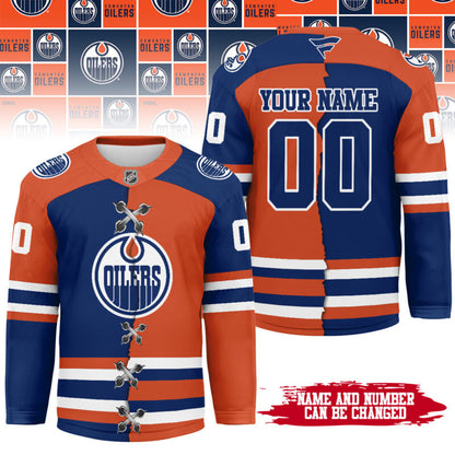 [SUPER SALE] NEW CUSTOMIZED NHL03 EMO EDMONTON OILERS UNISEX HOCKEY JERSEY