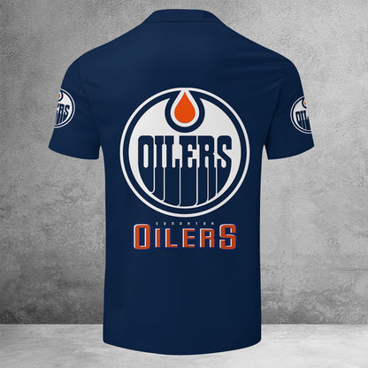 LIMITED EDITION - NEW CUSTOMIZED NHL03 EMO EDMONTON OILERS ZIP POLO SHIRT