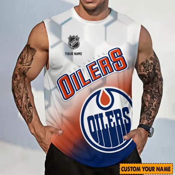 LIMITED EDITION - NEW CUSTOMIZED NHL03 EMO EDMONTON OILERS TANK TOP & GYM SHIRT