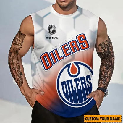 LIMITED EDITION - NEW CUSTOMIZED NHL03 EMO EDMONTON OILERS TANK TOP & GYM SHIRT