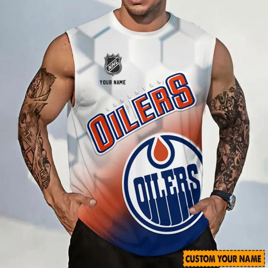 LIMITED EDITION - NEW CUSTOMIZED NHL03 EMO EDMONTON OILERS TANK TOP & GYM SHIRT