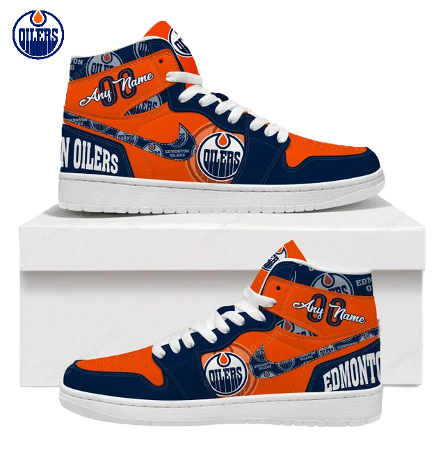 LIMITED EDITION - NEW CUSTOMIZED NHL03 ED OILERS AIR JORDAN SNEAKERS