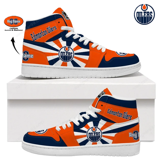 LIMITED EDITION - NEW CUSTOMIZED NHL03 ED OILERS AIR JORDAN SNEAKERS