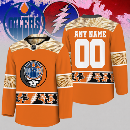 [SUPER SALE] NEW CUSTOMIZED NHL03 EMO EDMONTON OILERS UNISEX HOCKEY JERSEY