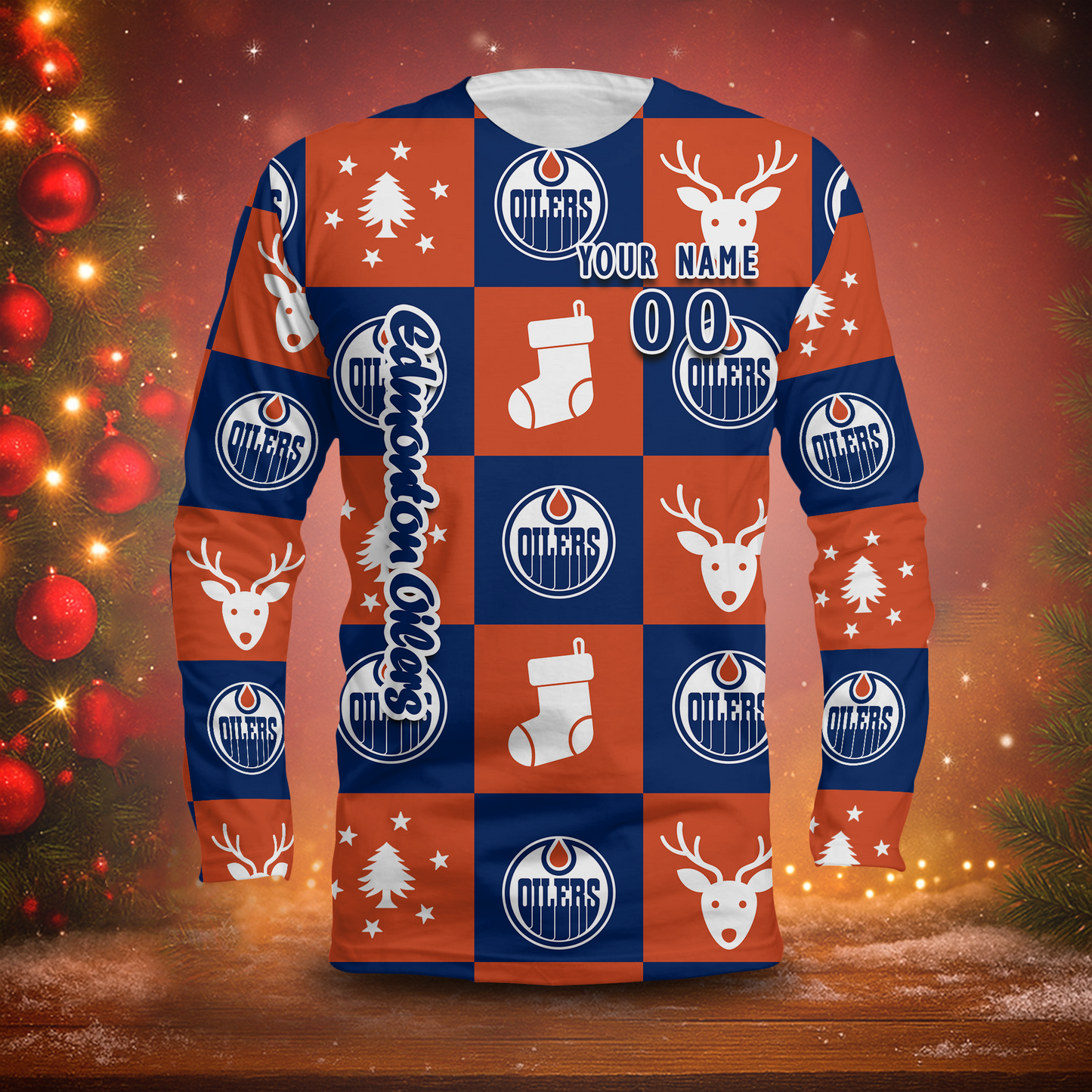 LIMITED EDITION - NEW CUSTOMIZED NHL03 EMO EDMONTON OILERS LONG SLEEVED T-SHIRT