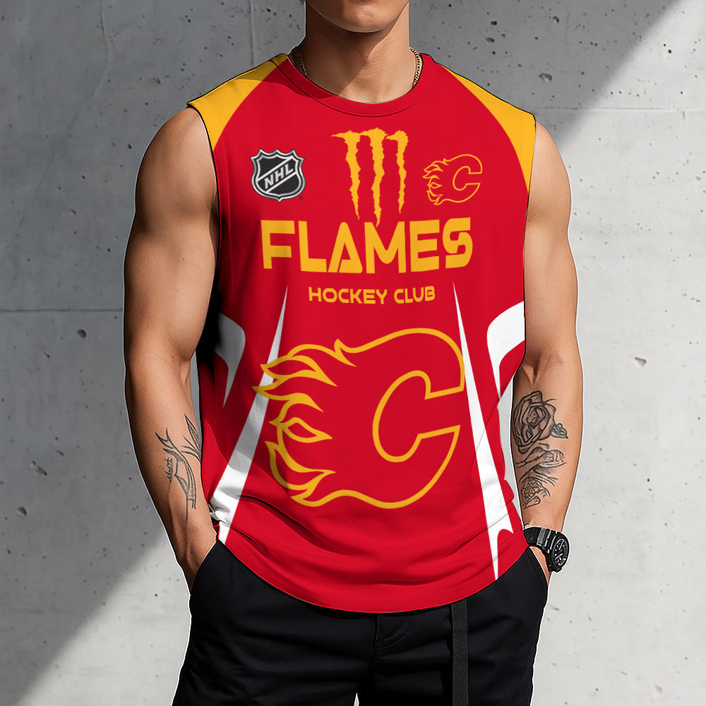 LIMITED EDITION - NEW CUSTOMIZED NHL17 CGF CALGARY FLAMES TANK TOP & GYM SHIRT