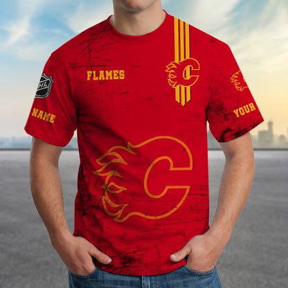 LIMITED EDITION - NEW CUSTOMIZED NHL17 CGF CALGARY FLAMES T-SHIRT FOR FANS