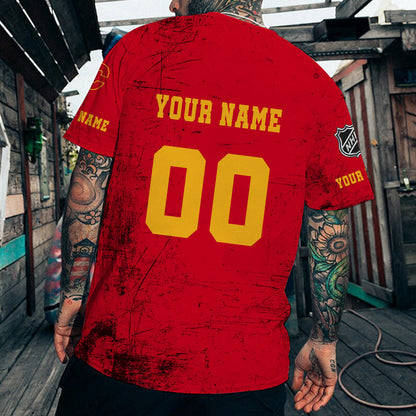 LIMITED EDITION - NEW CUSTOMIZED NHL17 CGF CALGARY FLAMES T-SHIRT FOR FANS