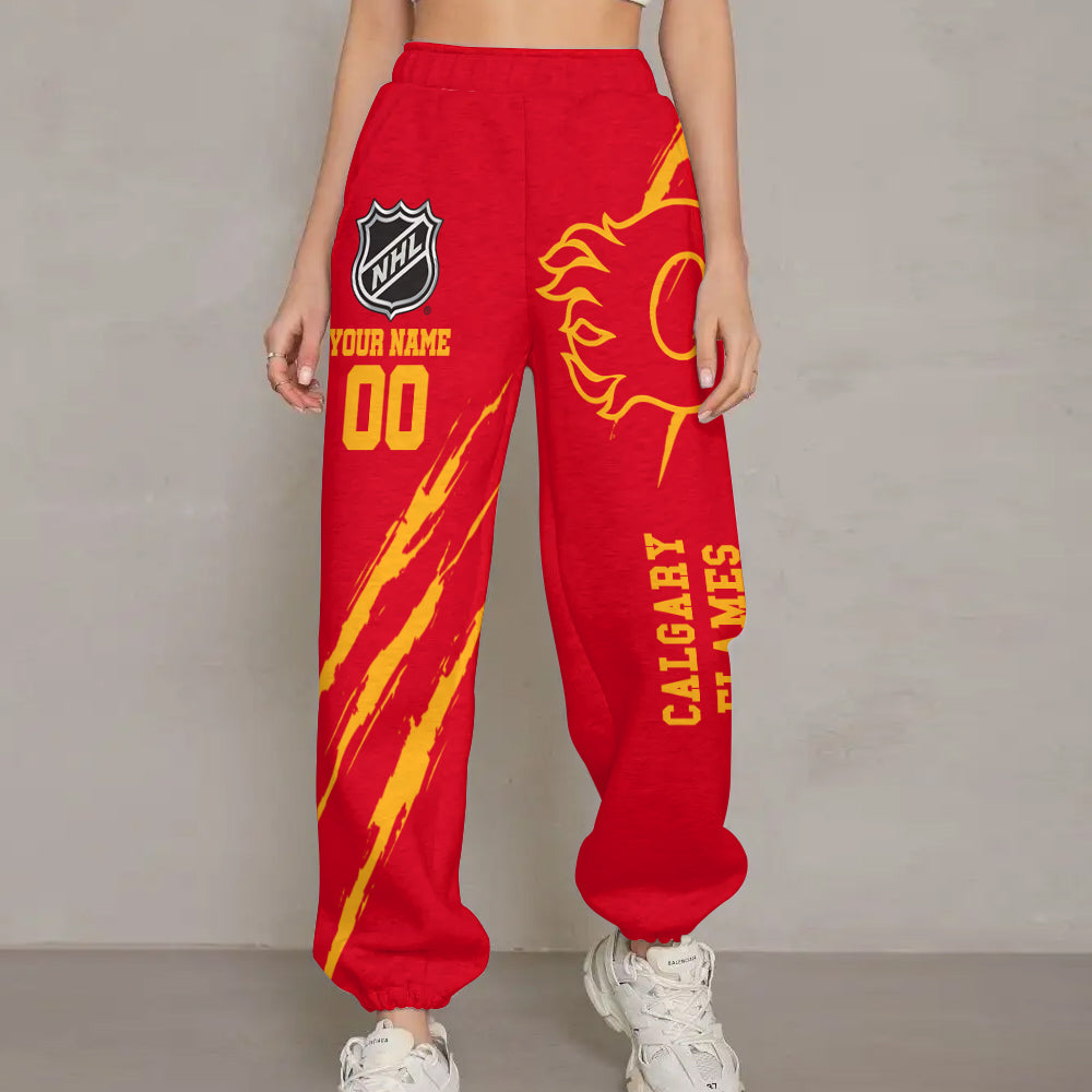 LIMITED EDITION - NEW CUSTOMIZED NHL17 CGF CALGARY FLAMES UNISEX LONG PANTS