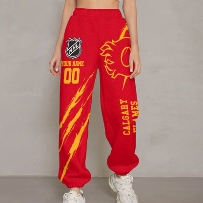 LIMITED EDITION - NEW CUSTOMIZED NHL17 CGF CALGARY FLAMES UNISEX LONG PANTS