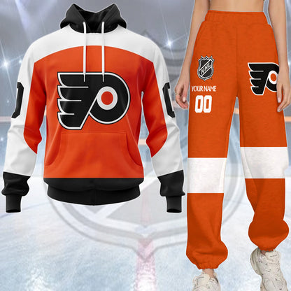 LIMITED EDITION - NEW CUSTOMIZED NHL27 PPF PHILADELPHIA FLYERS COMBO HOODIE & LONGPANTS