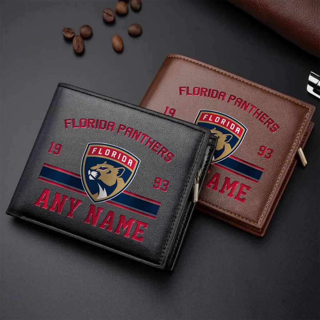 LIMITED EDITION - NEW CUSTOMIZED NHL01 FPT FLORIDA PANTHERS LEATHER WALLET