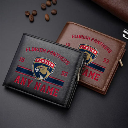LIMITED EDITION - NEW CUSTOMIZED NHL01 FPT FLORIDA PANTHERS LEATHER WALLET