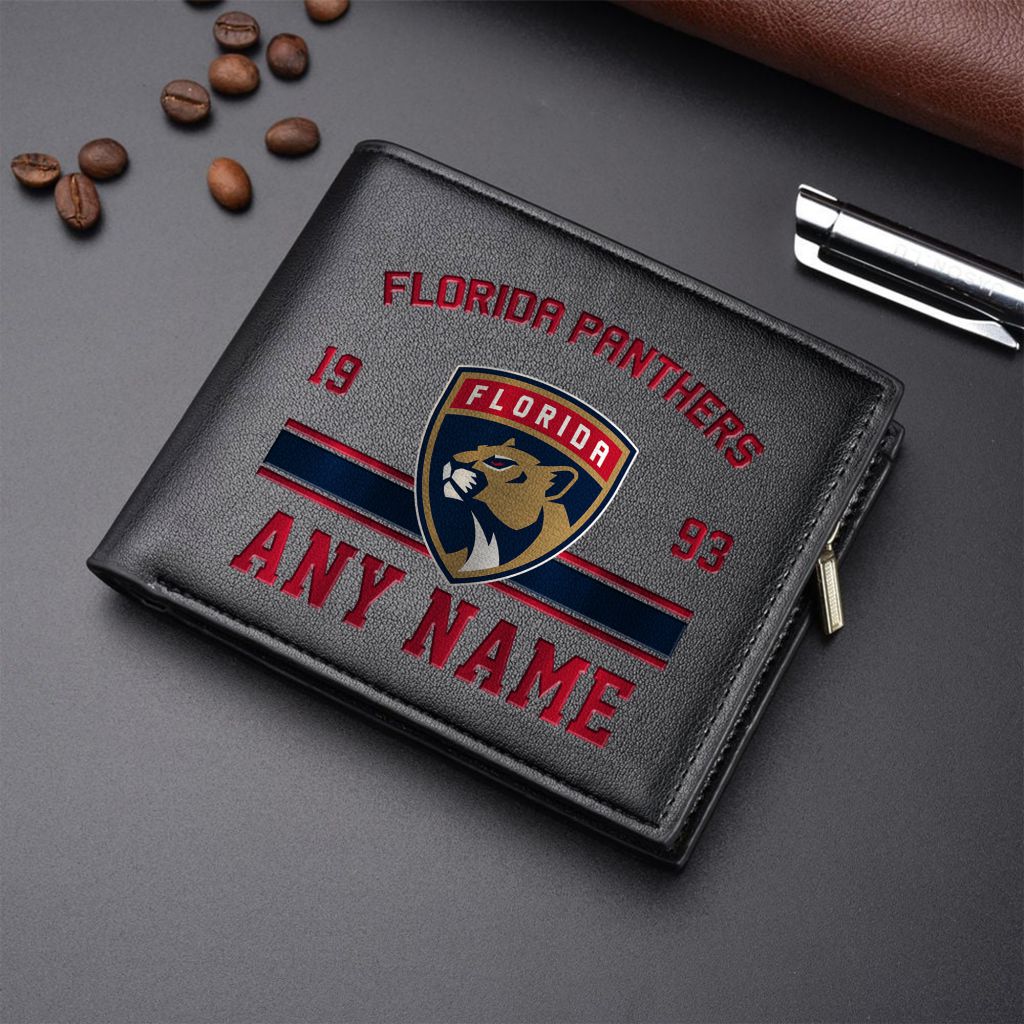 LIMITED EDITION - NEW CUSTOMIZED NHL01 FPT FLORIDA PANTHERS LEATHER WALLET
