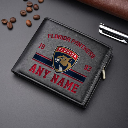 LIMITED EDITION - NEW CUSTOMIZED NHL01 FPT FLORIDA PANTHERS LEATHER WALLET