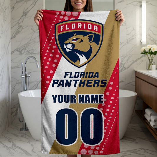 LIMITED EDITION - NEW CUSTOMIZED NHL01 FPT FLORIDA PANTHERS BEACH & BATH TOWEL