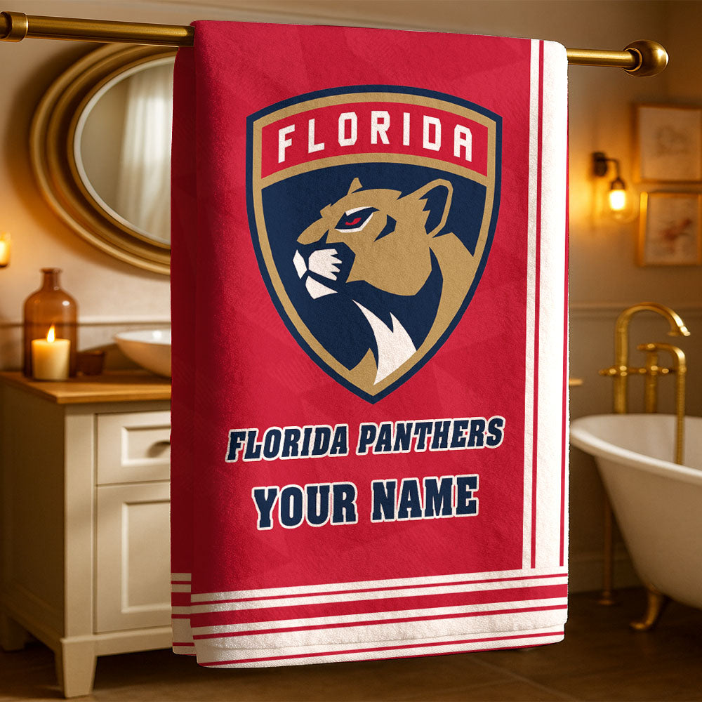 LIMITED EDITION - NEW CUSTOMIZED NHL01 FPT FLORIDA PANTHERS BEACH & BATH TOWEL
