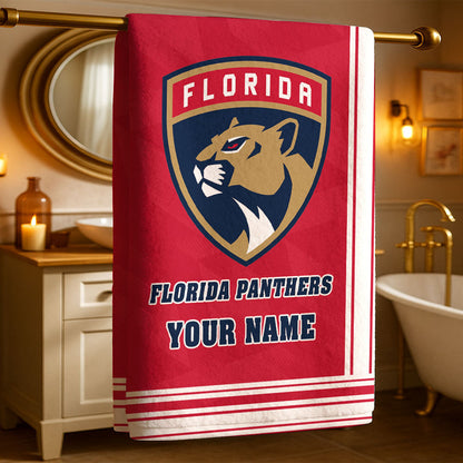 LIMITED EDITION - NEW CUSTOMIZED NHL01 FPT FLORIDA PANTHERS BEACH & BATH TOWEL