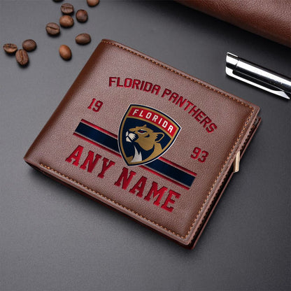 LIMITED EDITION - NEW CUSTOMIZED NHL01 FPT FLORIDA PANTHERS LEATHER WALLET