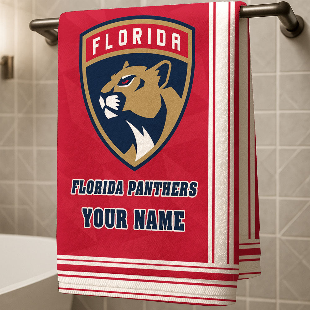 LIMITED EDITION - NEW CUSTOMIZED NHL01 FPT FLORIDA PANTHERS BEACH & BATH TOWEL