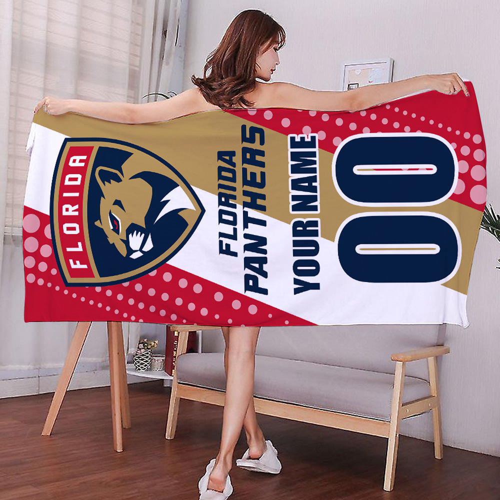 LIMITED EDITION - NEW CUSTOMIZED NHL01 FPT FLORIDA PANTHERS BEACH & BATH TOWEL