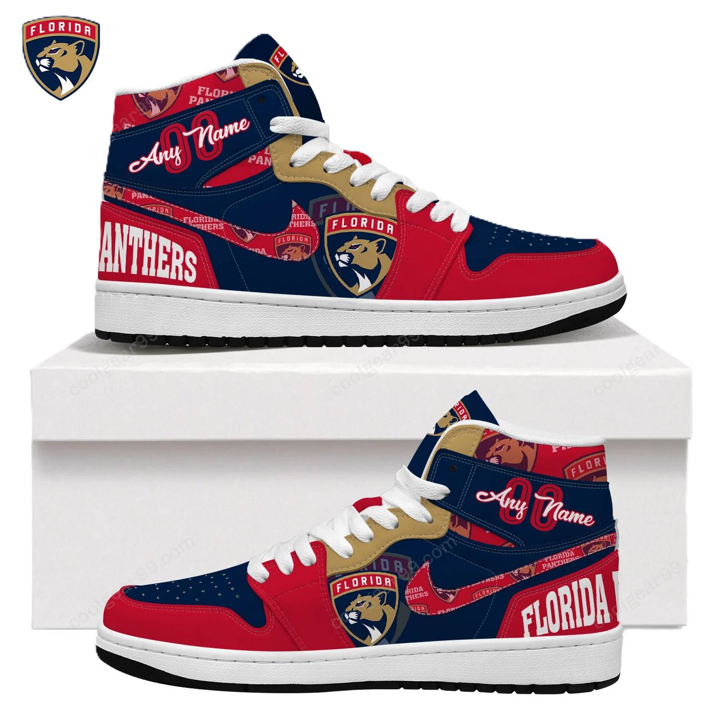 LIMITED EDITION - NEW CUSTOMIZED NHL01 FL PANTHERS AIR JORDAN SNEAKERS
