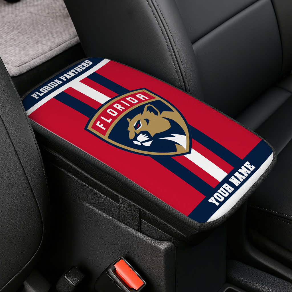 LIMITED EDITION - NEW CUSTOMIZED NHL01 FPT FLORIDA PANTHERS CAR ARMREST PAD COVER
