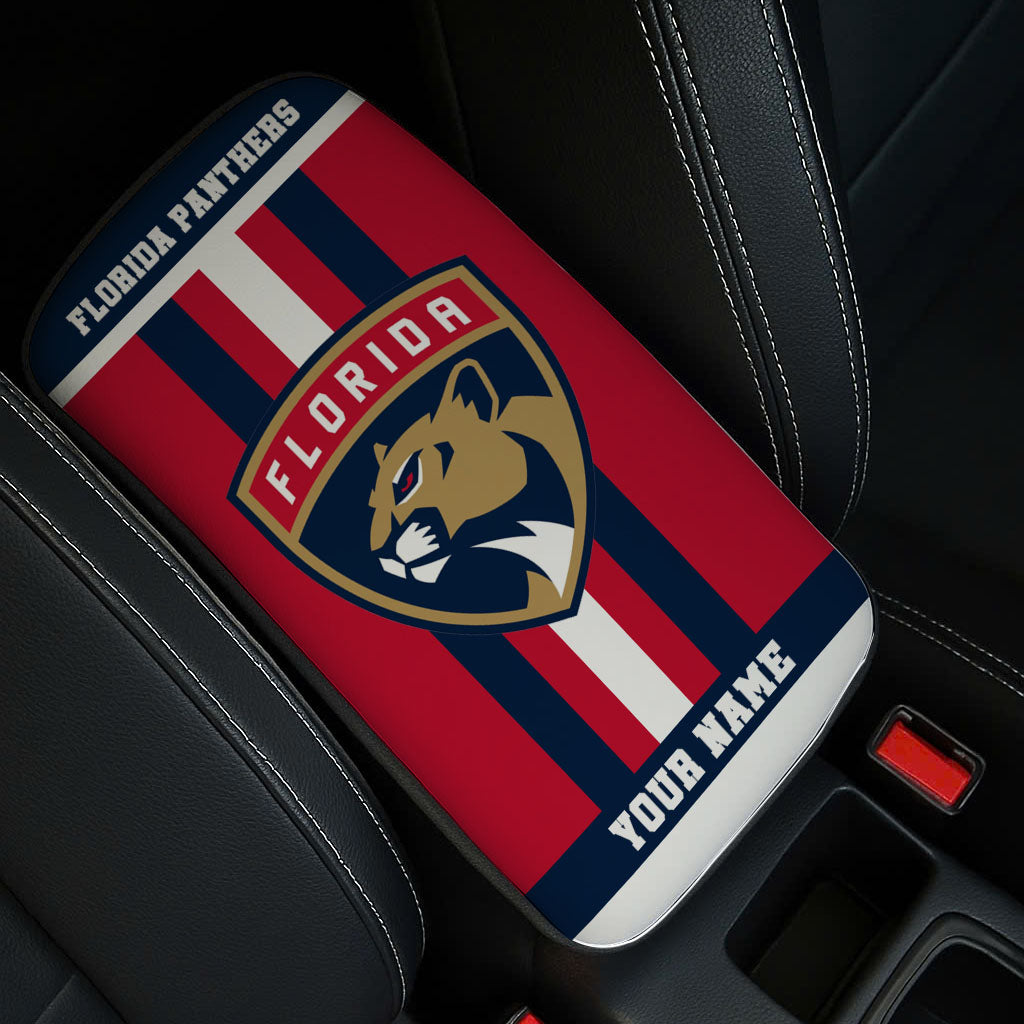 LIMITED EDITION - NEW CUSTOMIZED NHL01 FPT FLORIDA PANTHERS CAR ARMREST PAD COVER