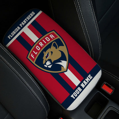 LIMITED EDITION - NEW CUSTOMIZED NHL01 FPT FLORIDA PANTHERS CAR ARMREST PAD COVER